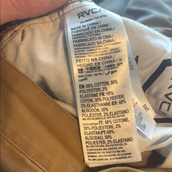 RVCA  Men's Weekend stretch chinos. Dark khaki- like new. 36/26.5 hemmed - Picture 6 of 6